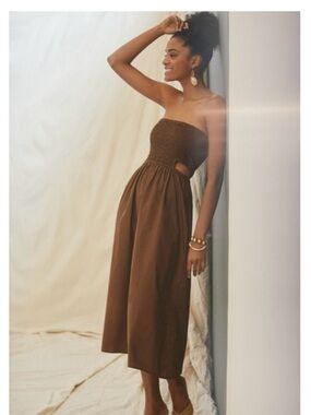Faithful the Brand- Strapless Brown Summer Dress